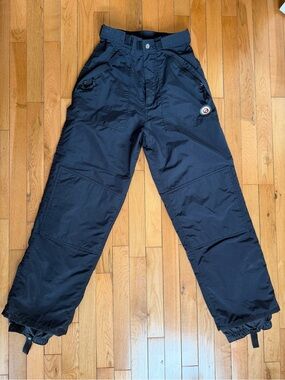 Pirate Brand Vintage 80s Nylon Black Insulated Snow Pants